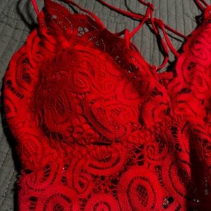 Victoria Secret Pink size medium red strapy lace bralette with padding